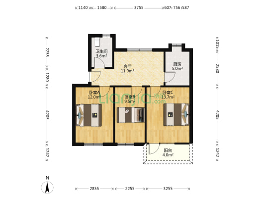 龙川新村西院 3室1厅1卫 74平方