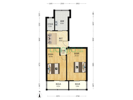 体育局宿舍 2室1厅1卫 63平方