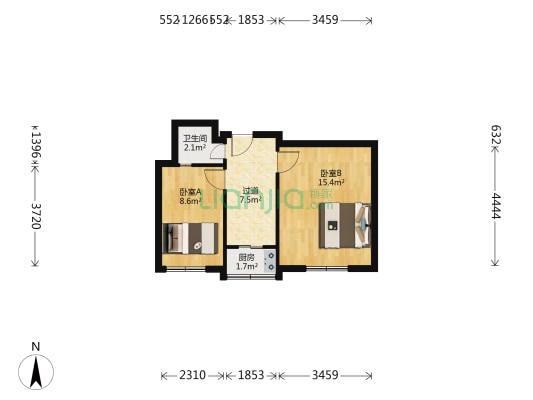团结里 2室0厅1卫 46平方