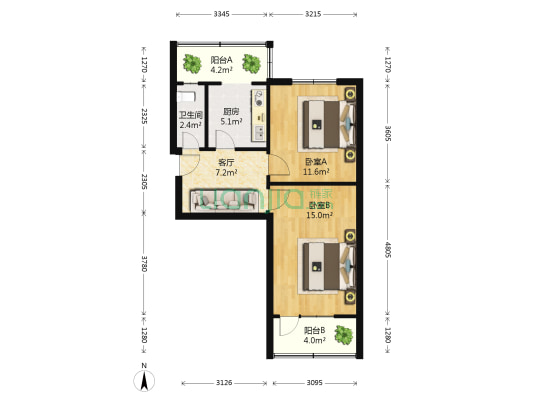县联社家属楼 2室1厅1卫 59平方