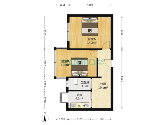 省政府家属院（箭道巷） 2室0厅1卫 46平方