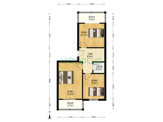 陕西省总工会西北一路家属院 3室0厅1卫 69平方
