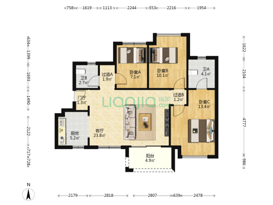 海伦堡菁华府 3室1厅2卫 94平方