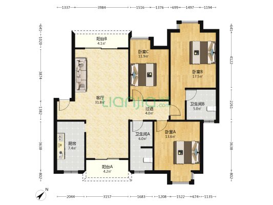高滩安置小区 3室1厅2卫 120平方