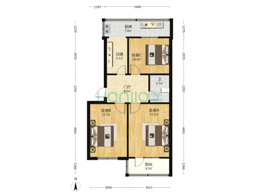 幸福苑(小店区) 3室0厅1卫 74平方