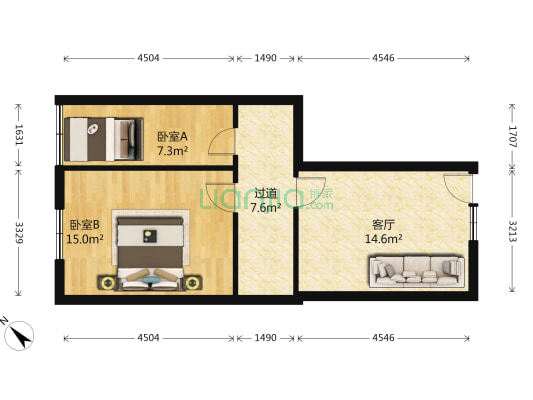 襄阳宾馆家属院 2室1厅0卫 70平方