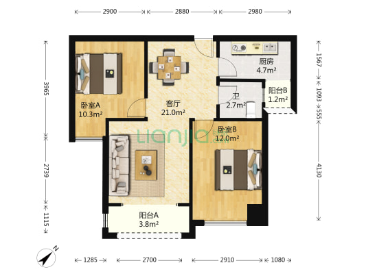 顺风亭 2室1厅1卫 70平方
