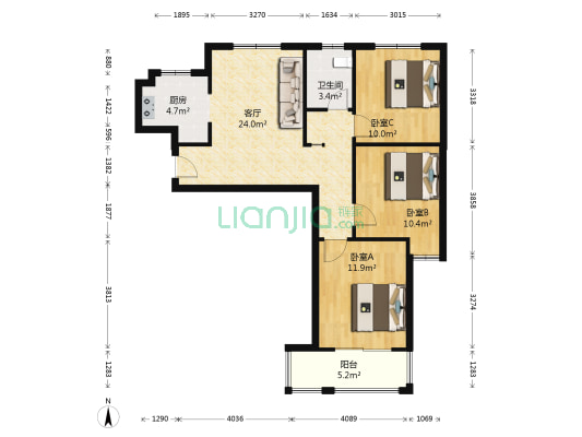 银龙鑫苑 3室1厅1卫 84平方