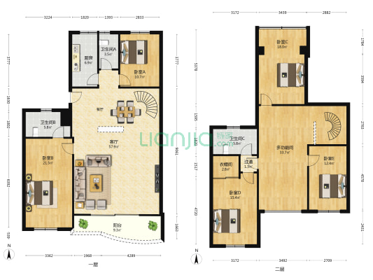 华安大厦 6室1厅3卫 258平方