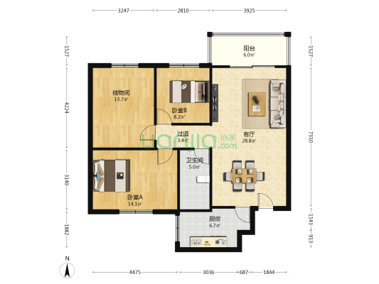石化四街西区 2室1厅1卫 116平方