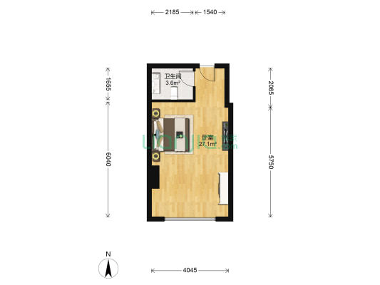 国恩大厦（站前西路23号、站前路29号） 1室0厅1卫 40平方