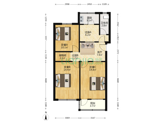 山东省疾病预防控制中心培训中心 3室1厅1卫 82平方