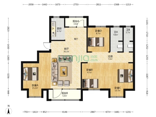 沁和园·江山樾 4室1厅2卫 141平方