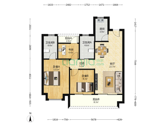 听涛苑 3室1厅2卫 99平方