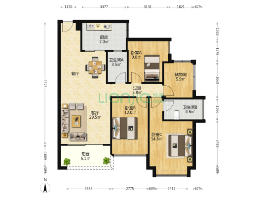 南洲潮汇湾 3室1厅2卫 116平方