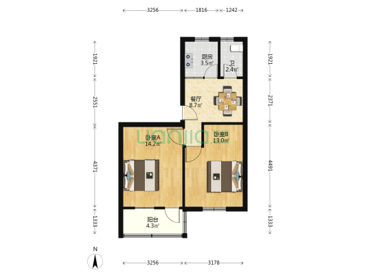 白鹭小区丁官里 2室1厅1卫 57平方