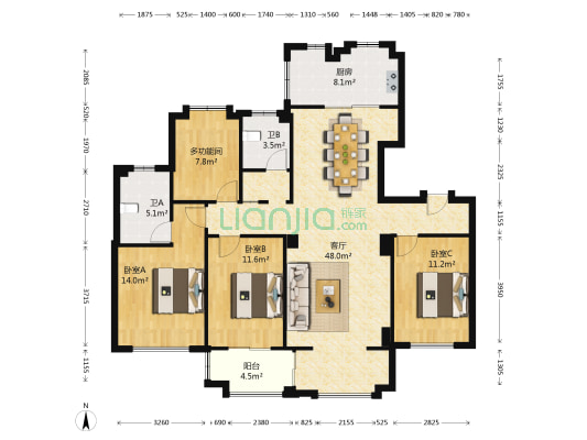 青林湾七期 4室1厅2卫 132平方
