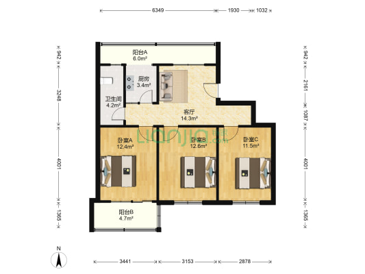 测绘学校家属院 3室1厅1卫 81平方