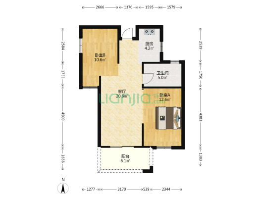 融侨奥体园著B区 2室1厅1卫 75平方