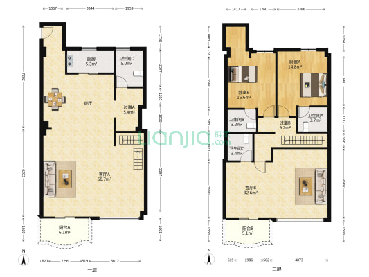 小南湖芬香苑 2室2厅4卫 211平方