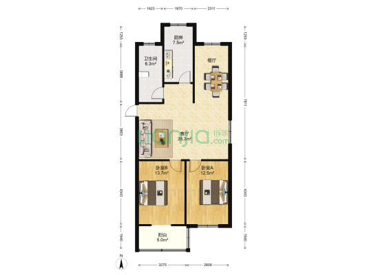 山城锦绣花园 2室1厅1卫 96平方