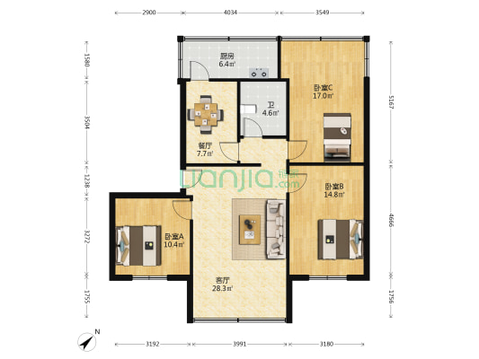 石坪桥横街7号 3室2厅1卫 101平方