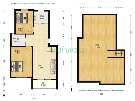 万汇秀林水苑西区 2室1厅1卫 89平方