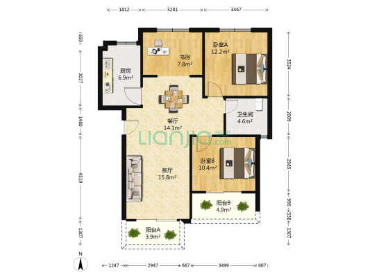 路仲小区二区 3室2厅1卫 89平方