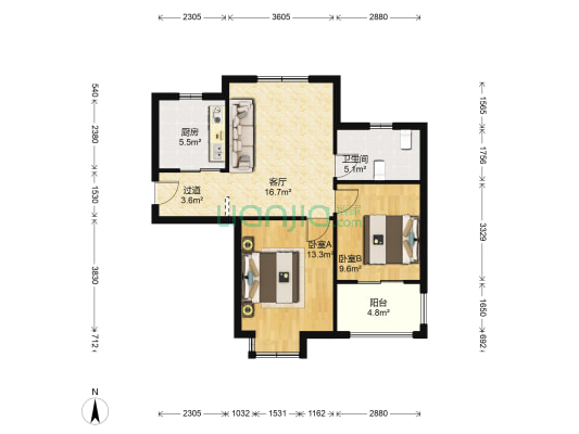 董博苑二期 2室1厅1卫 77平方