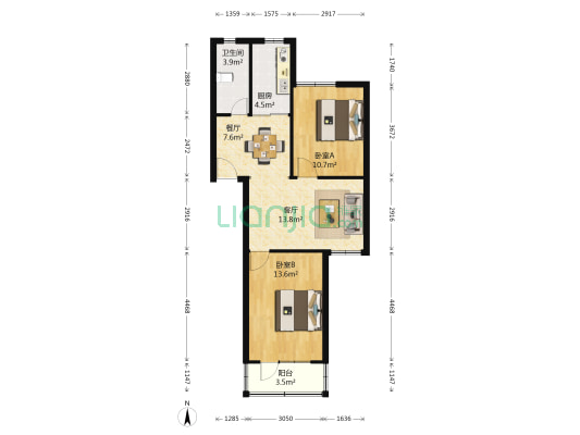 报春三村 2室2厅1卫 73平方
