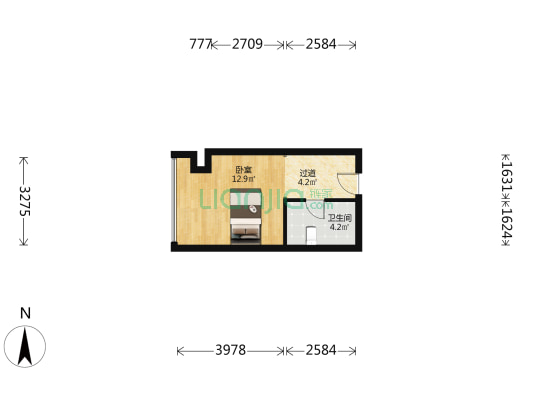 金地中心公寓 1室0厅1卫 42平方