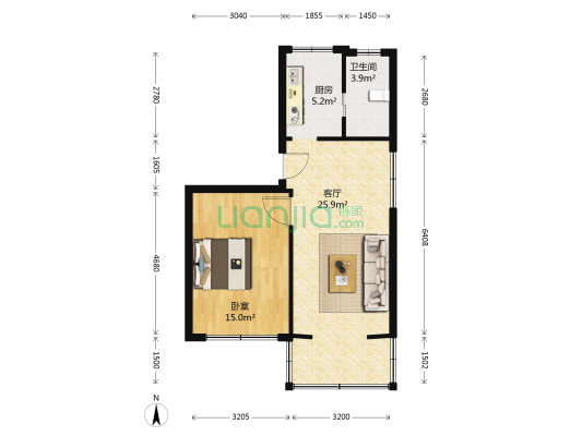 省气象局宿舍 1室1厅1卫 56平方