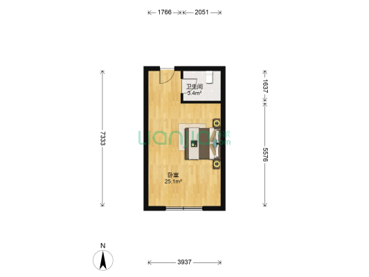 皇驾码头 1室0厅1卫 48平方