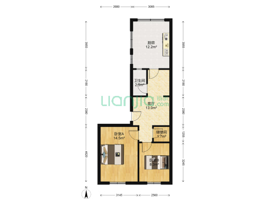 九龙里 2室1厅1卫 55平方
