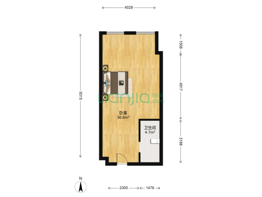 启迪协信太古城 1室0厅1卫 57平方