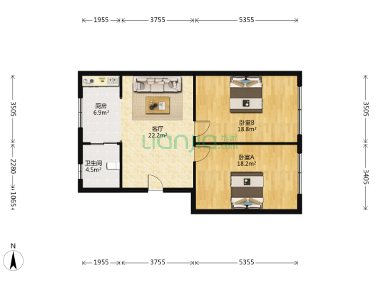 金衡街1号 2室1厅1卫 84平方