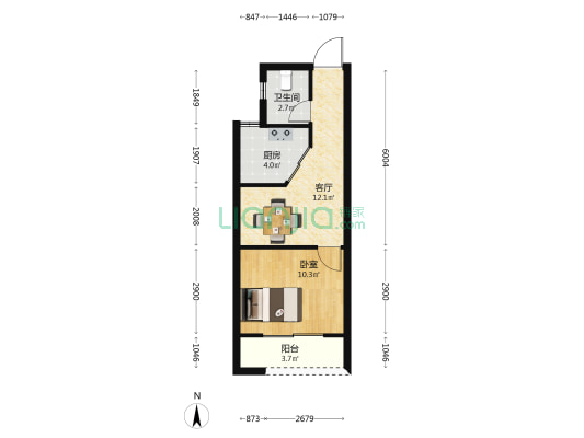 阳光城悠澜郡(二区) 1室1厅1卫 45平方