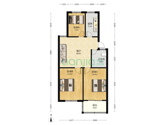 五金小区 3室1厅1卫 84平方