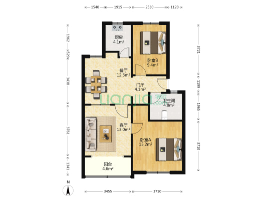 永和三村 2室2厅1卫 81平方