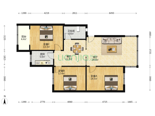 西二道街21号 3室2厅1卫 100平方