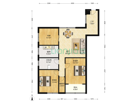宏安家园宏昌楼 3室1厅1卫 135平方