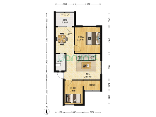 中铁44区 2室1厅1卫 58平方