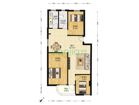 广福大厦 3室1厅1卫 95平方
