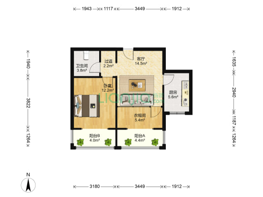 崂山水岸绿洲 1室1厅1卫 69平方