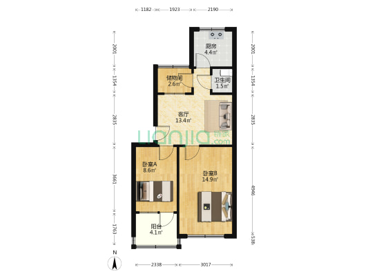 龙泉街1643号西区 2室1厅1卫 63平方