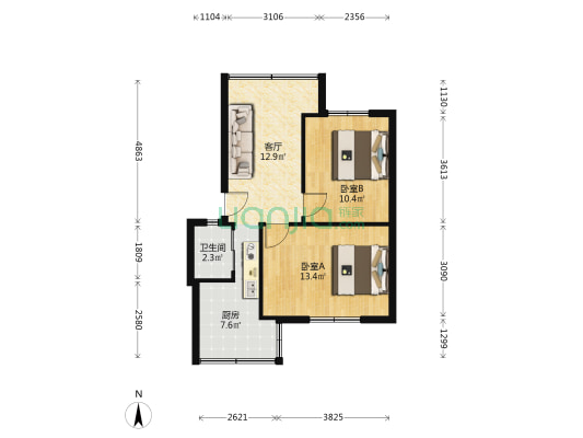 柏树村 2室1厅1卫 54平方