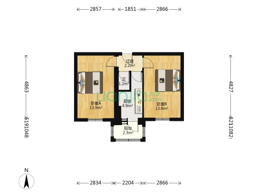 东方小区(道外区) 2室0厅1卫 51平方