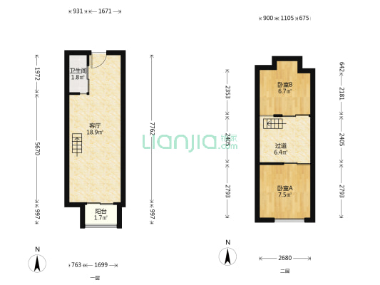 湾ONE 2室1厅1卫 35平方
