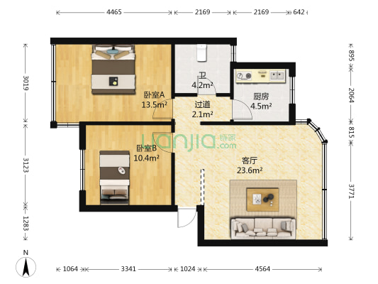 教师公寓楼 2室1厅1卫 79平方