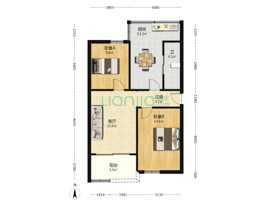 上板塘北面小区 2室1厅1卫 75平方